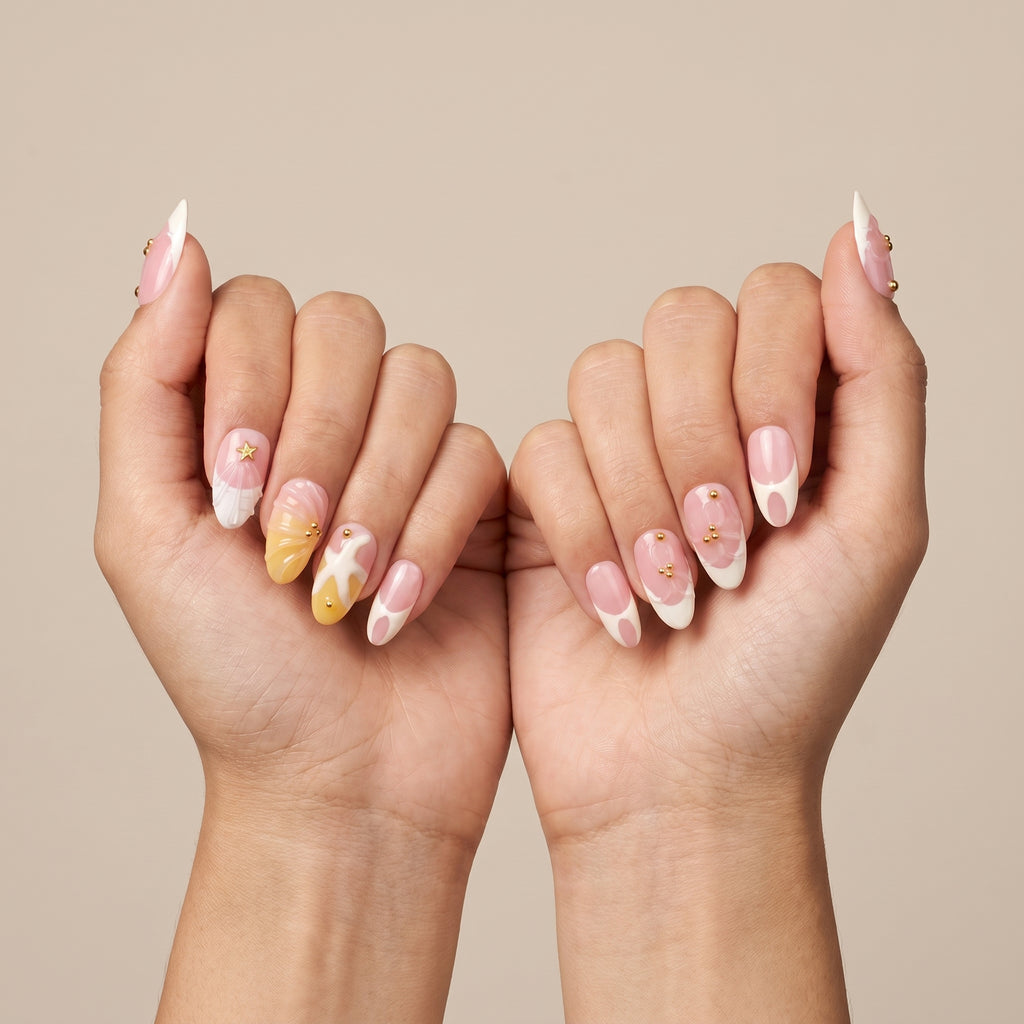 Beach Starfish & Shell French Press-On Nails | Summer Vacation