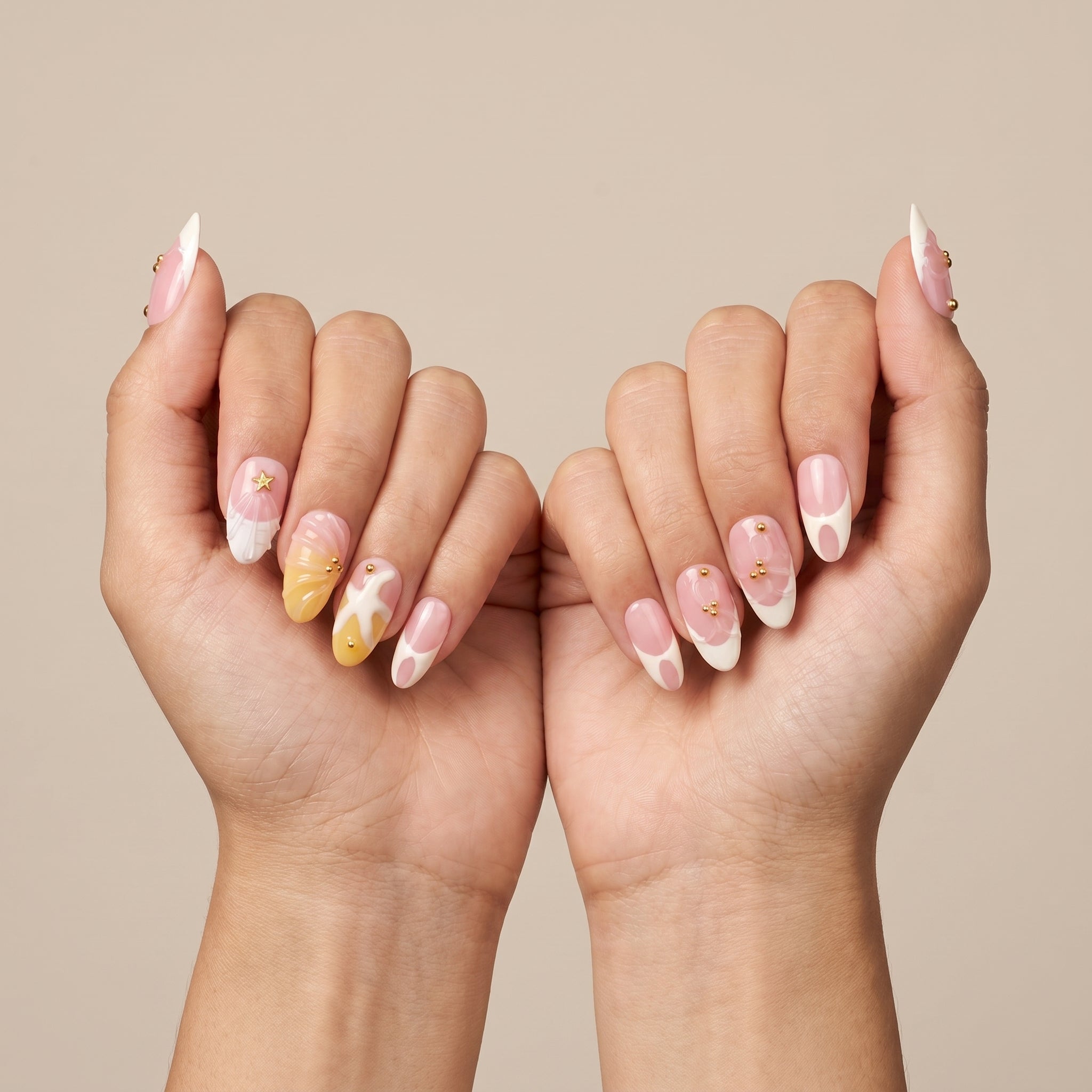 Beach Starfish & Shell French Press-On Nails | Summer Vacation