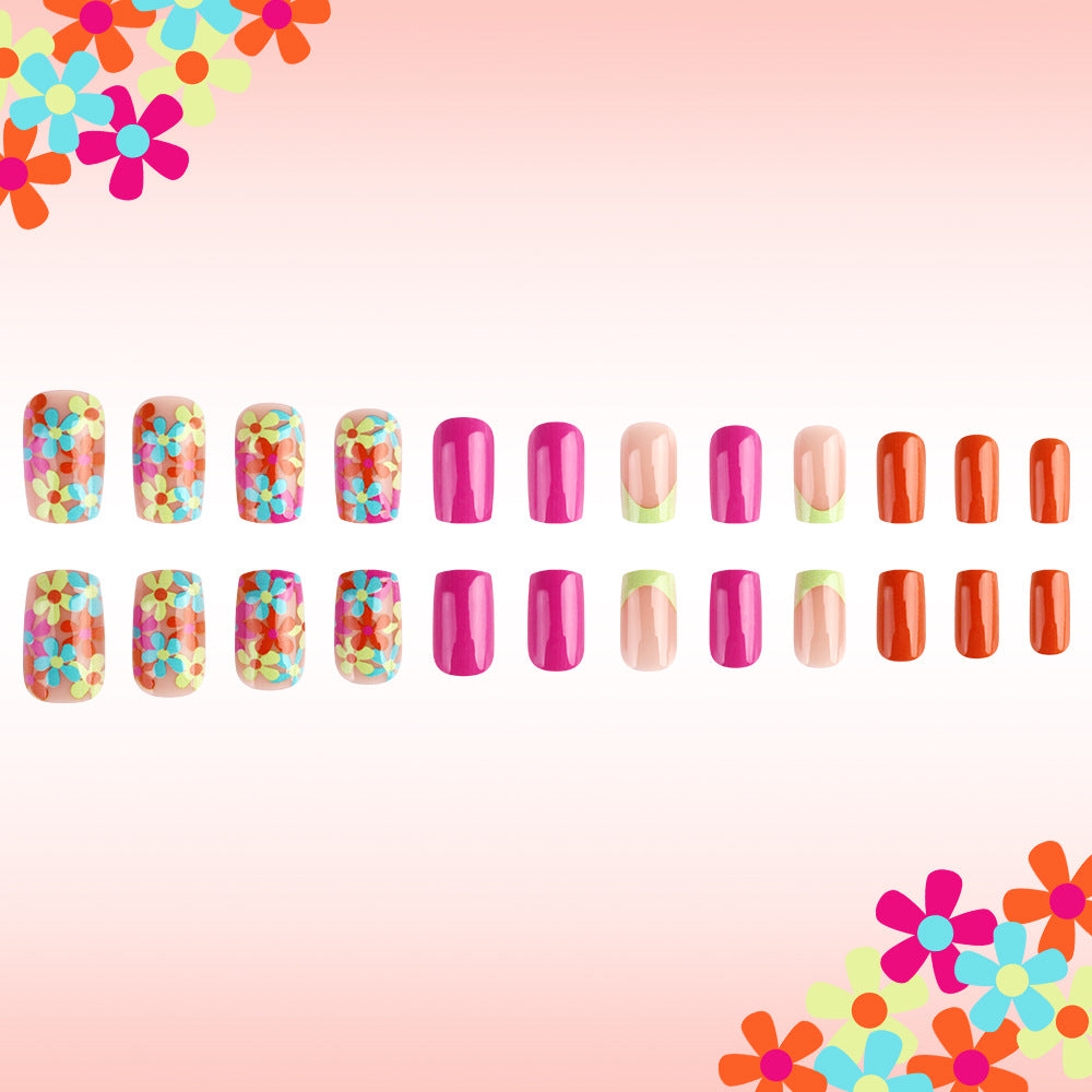 Bloom Pop Press-On Nails – Retro Floral Gloss Set