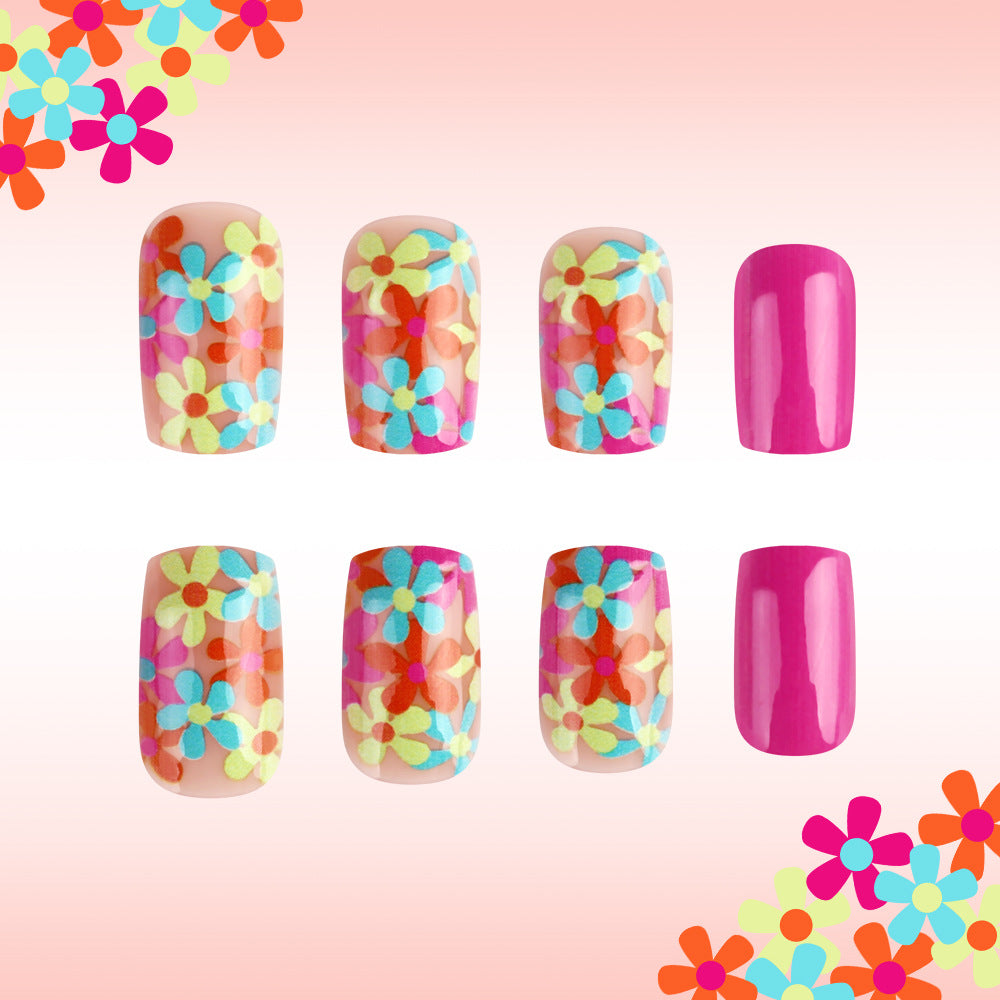 Bloom Pop Press-On Nails – Retro Floral Gloss Set