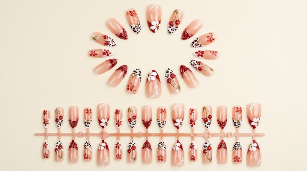 Sweet & Edgy Designer Nails: Hand-Painted Cherry Edition