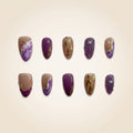 Purple Marble & Gold Foil Press-On Nails | Shell Pearl Detail