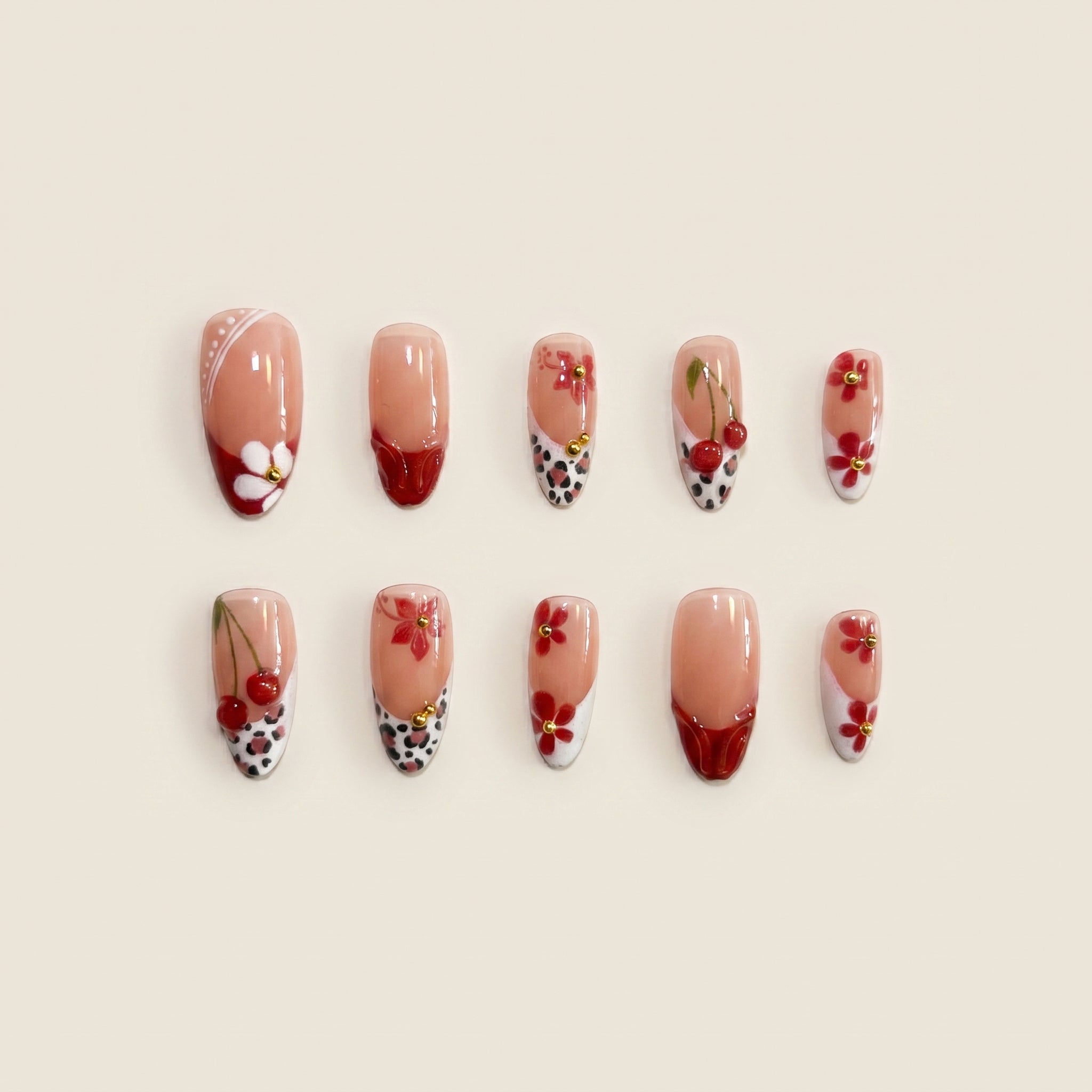 Sweet & Edgy Designer Nails: Hand-Painted Cherry Edition