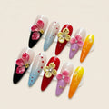 Y2K 3D Flower Stiletto Press-On Nails | Polka Dot Art