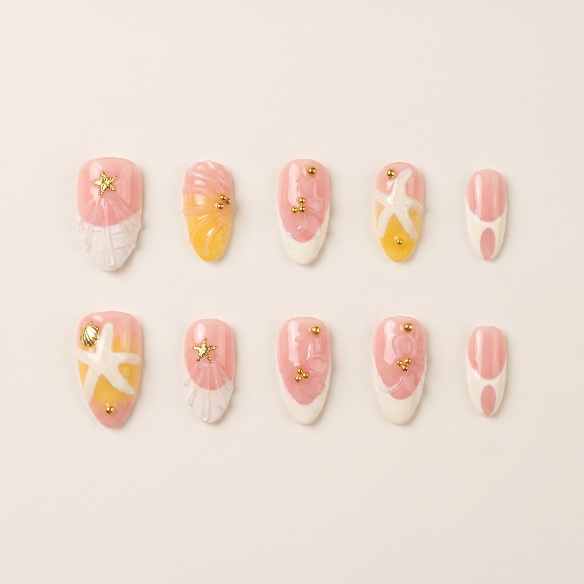 Beach Starfish & Shell French Press-On Nails | Summer Vacation