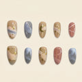 Celestial Moon & Star Press-On Nails | Nude Beige Gradient
