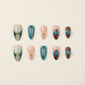Bohemian Turquoise Gem Press-On Nails | Teal & Brown Gradient