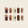 Handmade Abstract Marble Press-On Nails | Chocolate Brown & Cream Gold